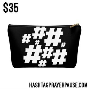 #PrayerPause Black Bird Accessory Pouch w T-bottom